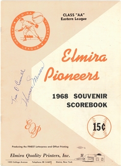 1968 Thurman Munson & Tim OConnell Dual Signed Elmira Pioneers Souvenir Scorebook (PSA/DNA)
